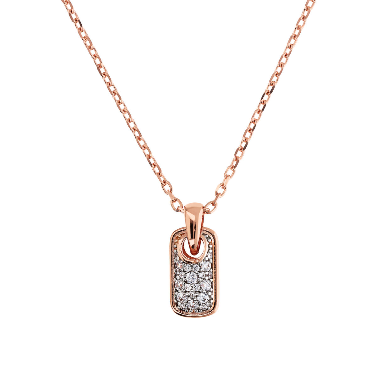 Forzatina Chain Necklace with Pavé Rectangular Element in Cubic Zirconia