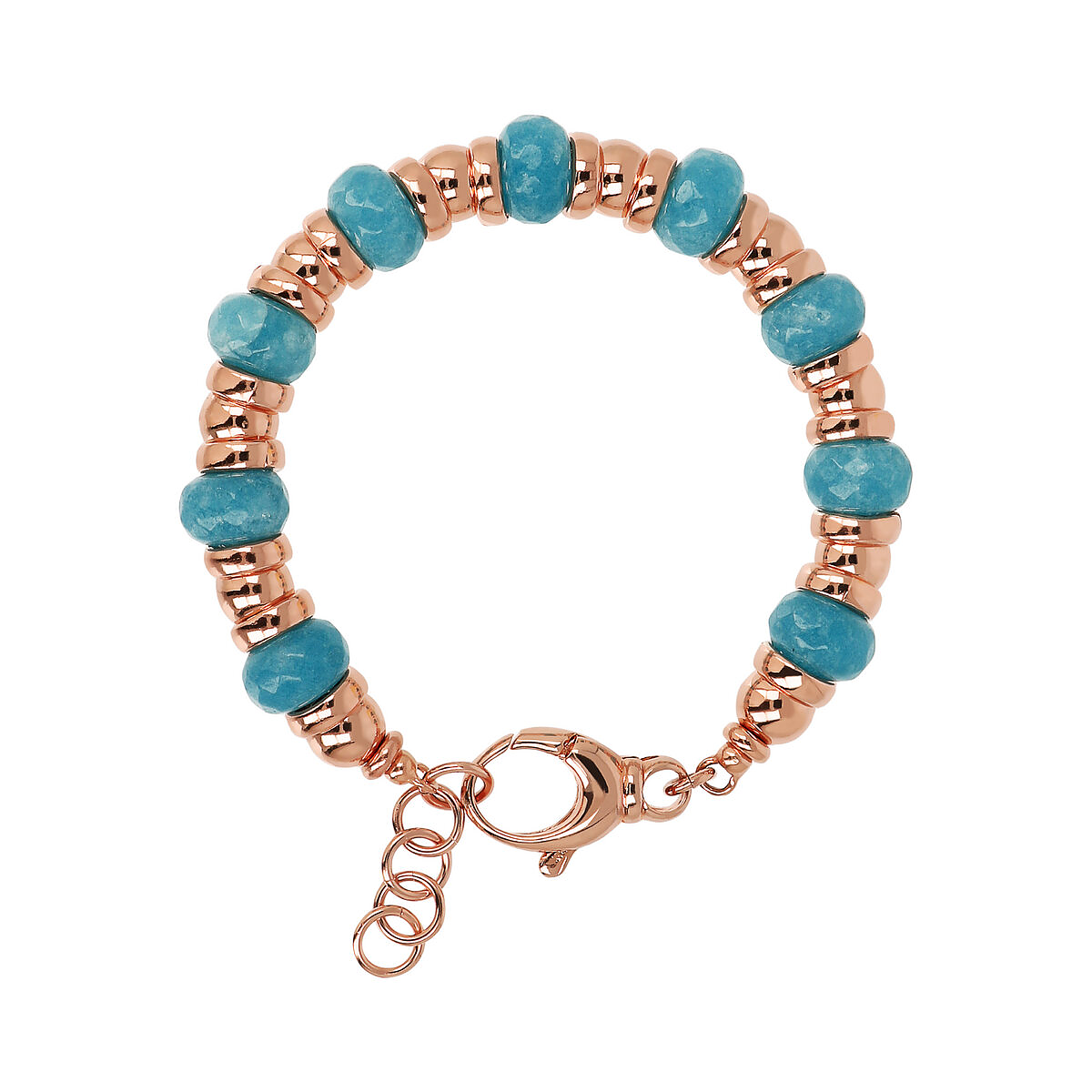 Bracelet with Golden Rosé Rondelle and Faceted Natural Stone