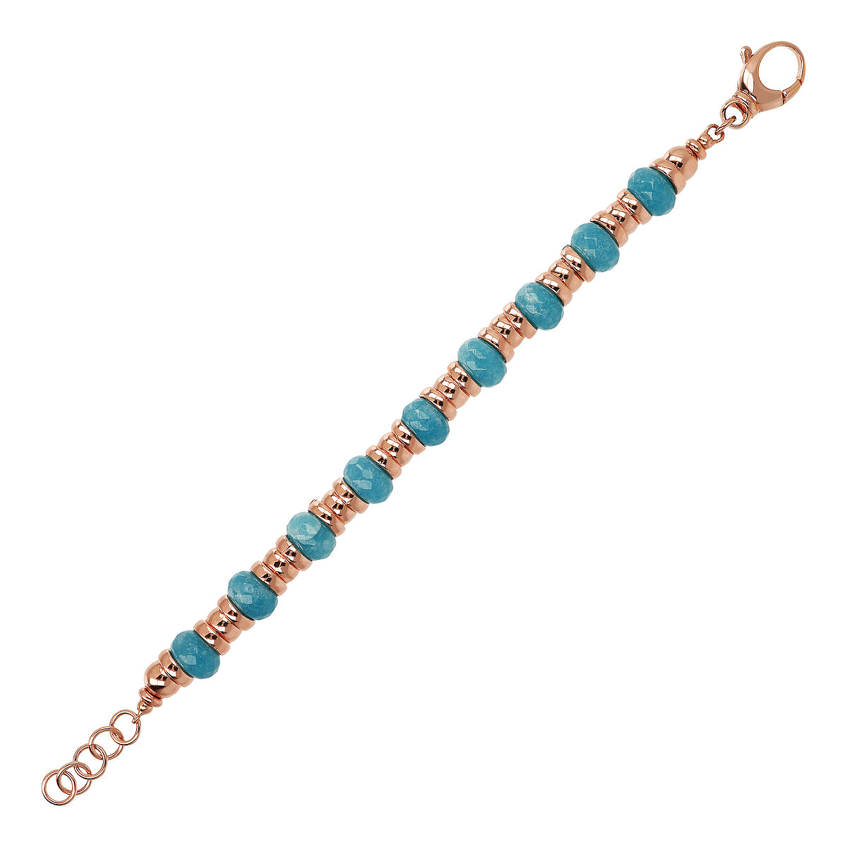 Bracelet with Golden Rosé Rondelle and Faceted Natural Stone
