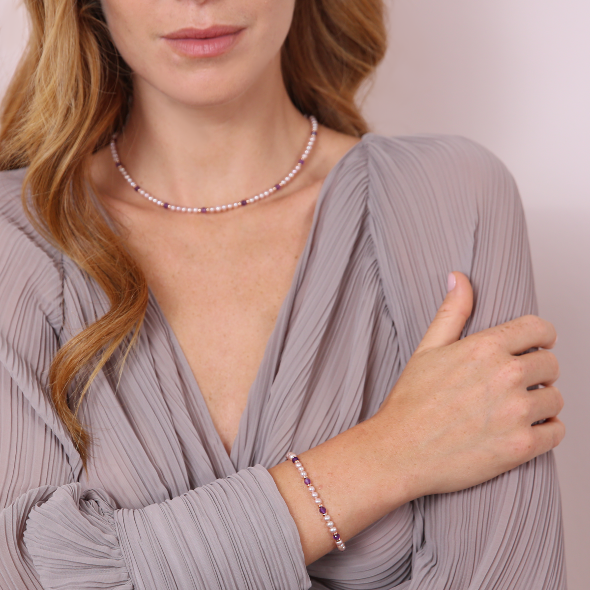 Bracelet with Freshwater Pearls and Natural Stones