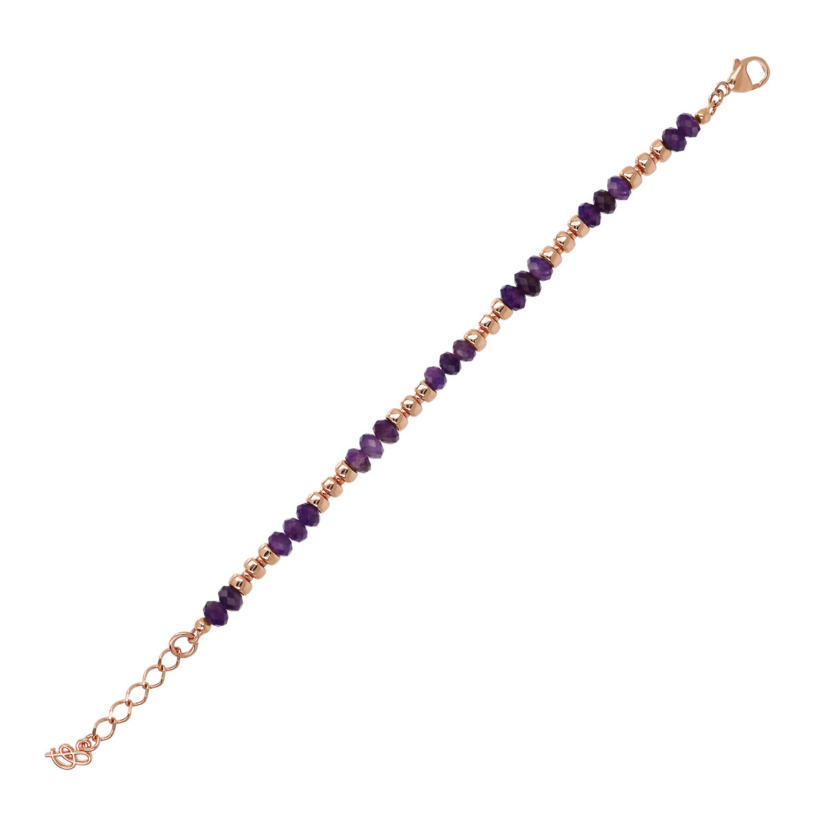Bracelet with Faceted Natural Stones and Golden Rosé Rondelle