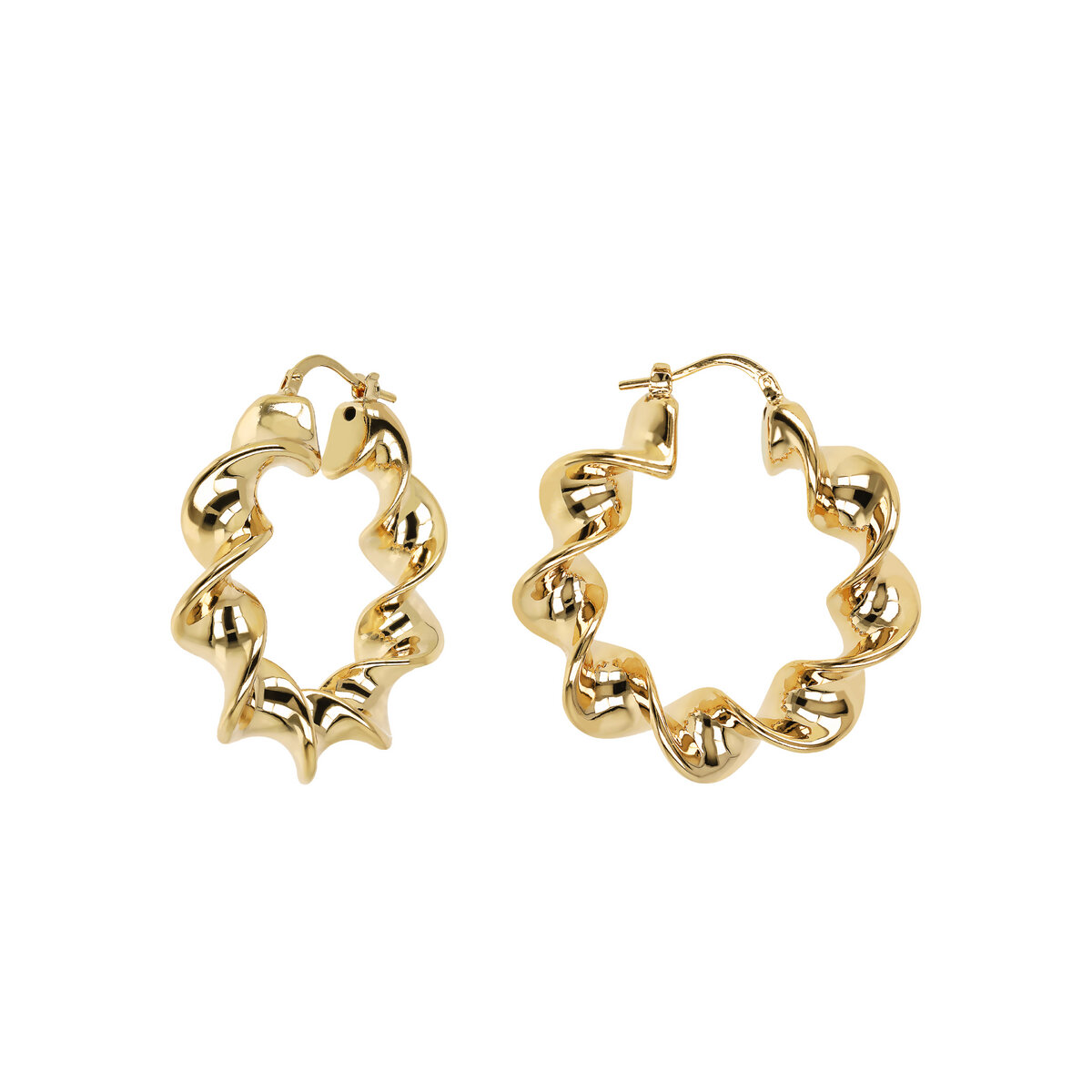 BRONZALLURE GOLDEN-TWISTED ELECTROFORMED HOOP EARRING