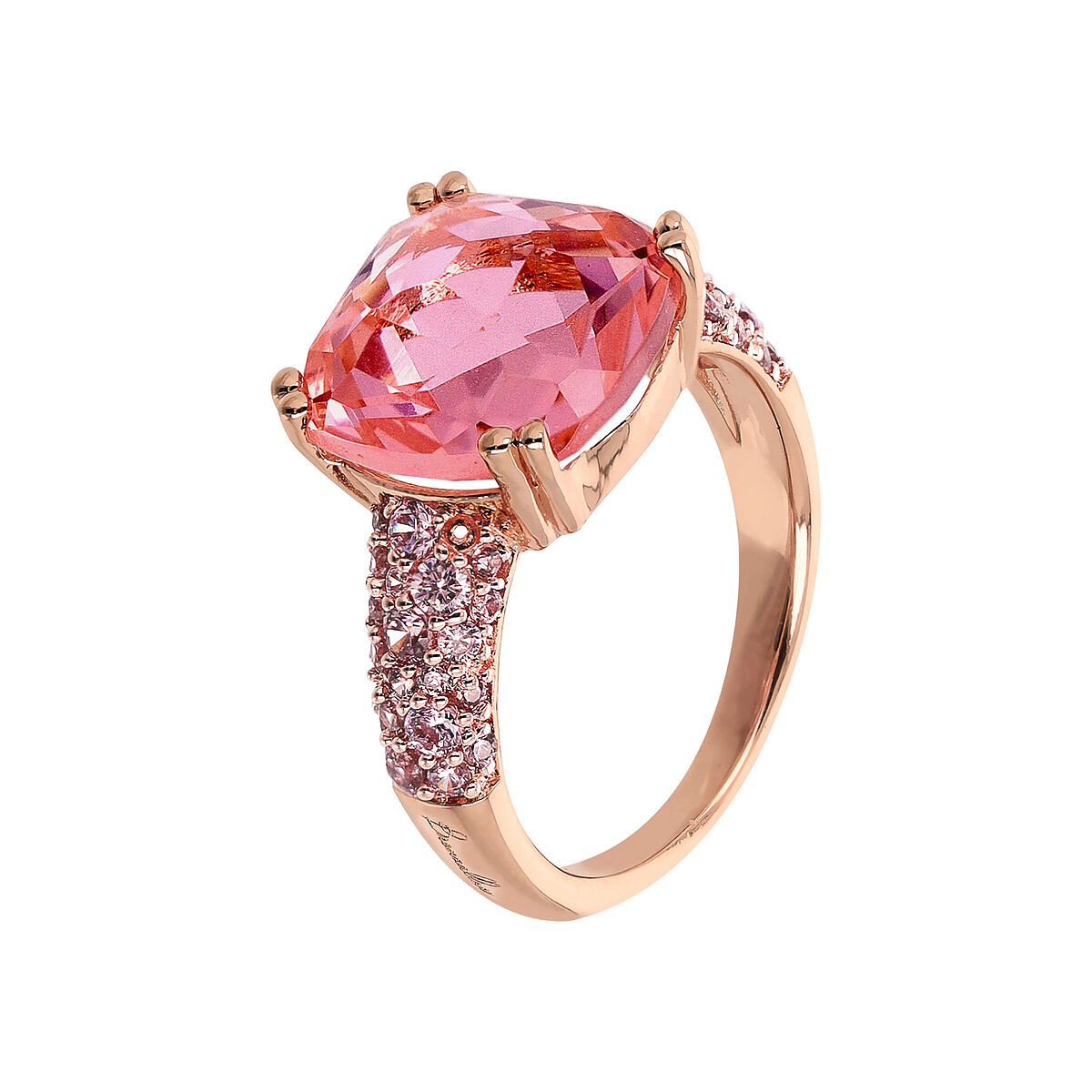 Cocktail Ring with Square Prism Gem and Pavé