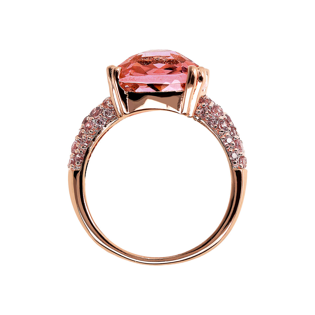 Cocktail Ring with Square Prism Gem and Pavé