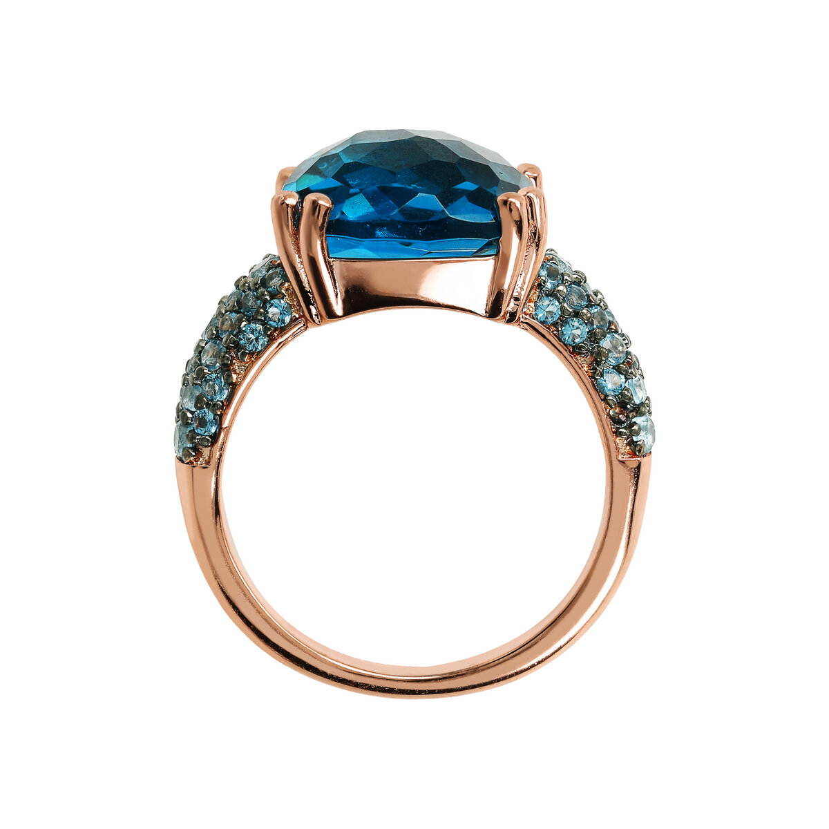 Cocktail Ring with Square Prism Gem and Pavé