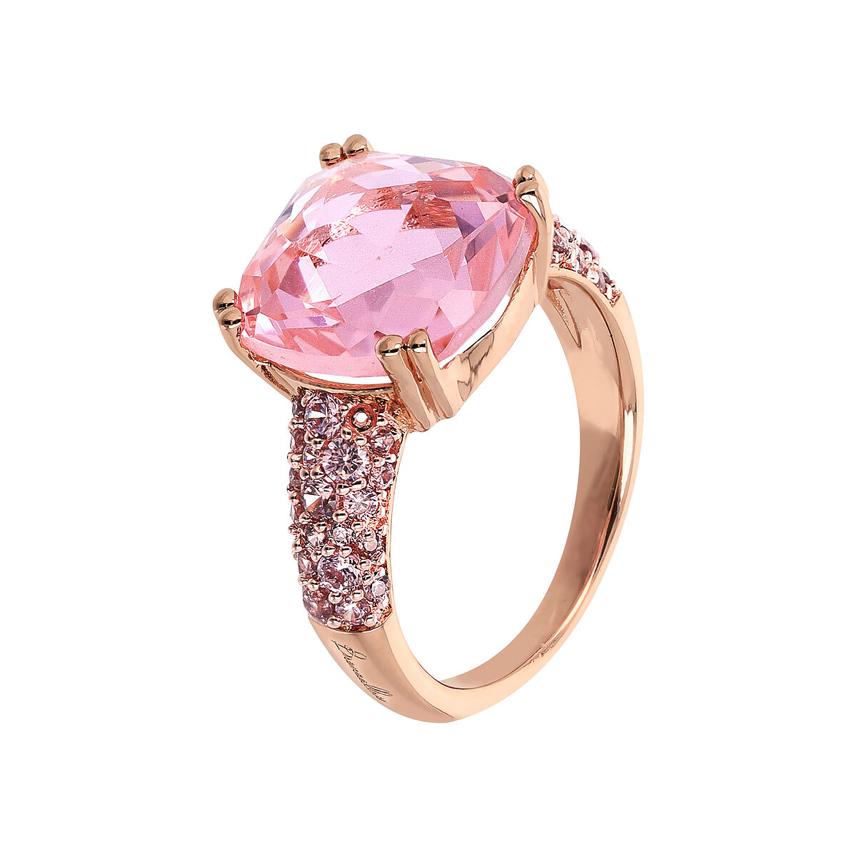 Cocktail Ring with Square Prism Gem and Pavé