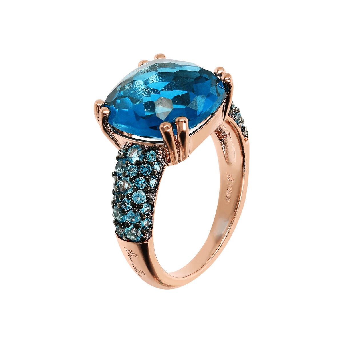 Cocktail Ring with Square Prism Gem and Pavé