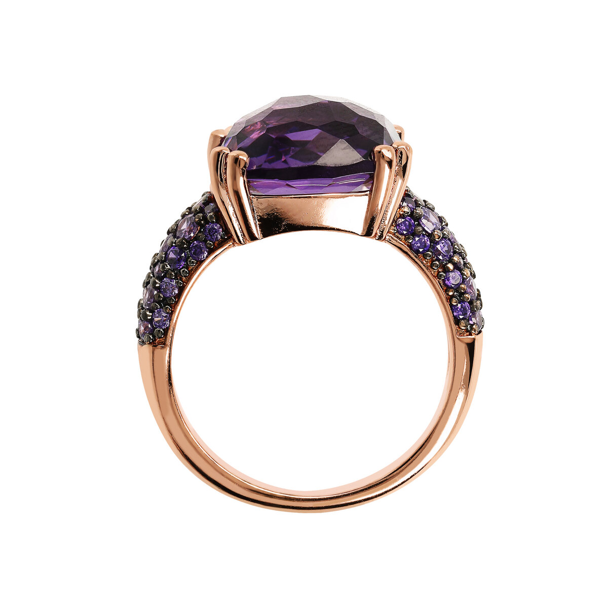 Cocktail Ring with Square Prism Gem and Pavé
