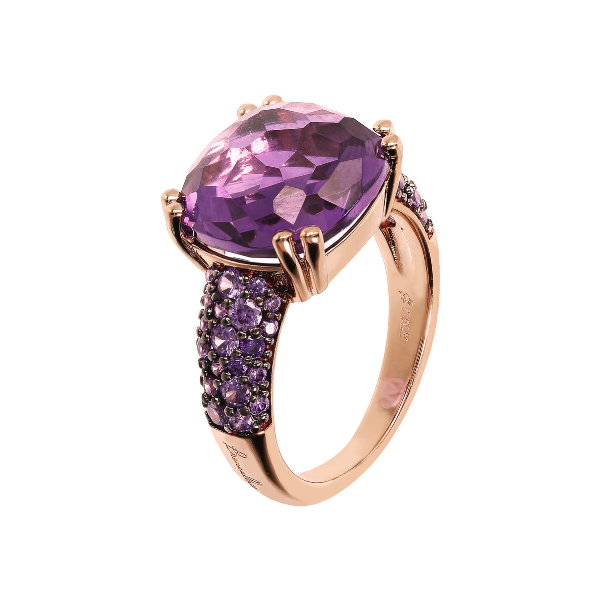 Cocktail Ring with Square Prism Gem and Pavé