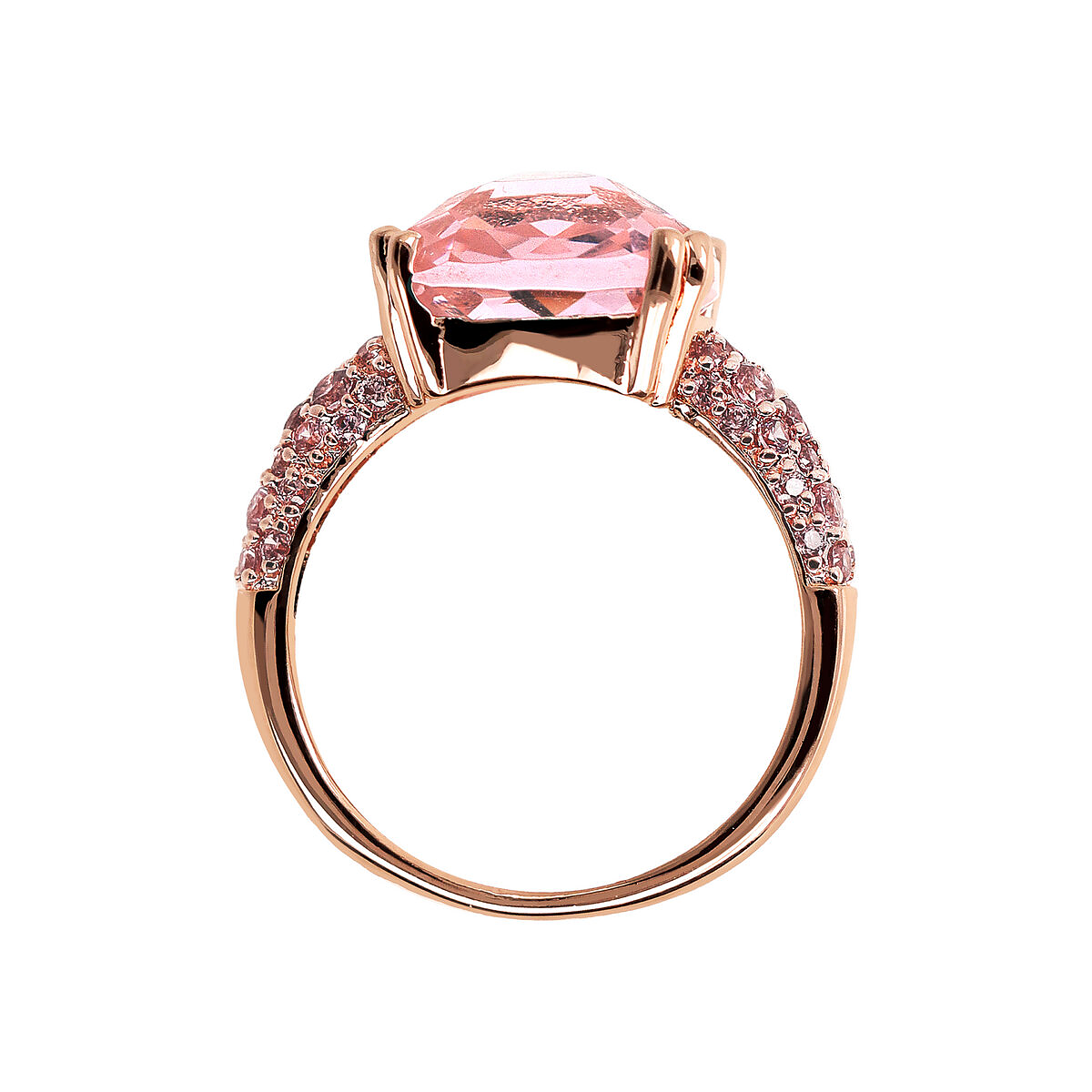 Cocktail Ring with Square Prism Gem and Pavé