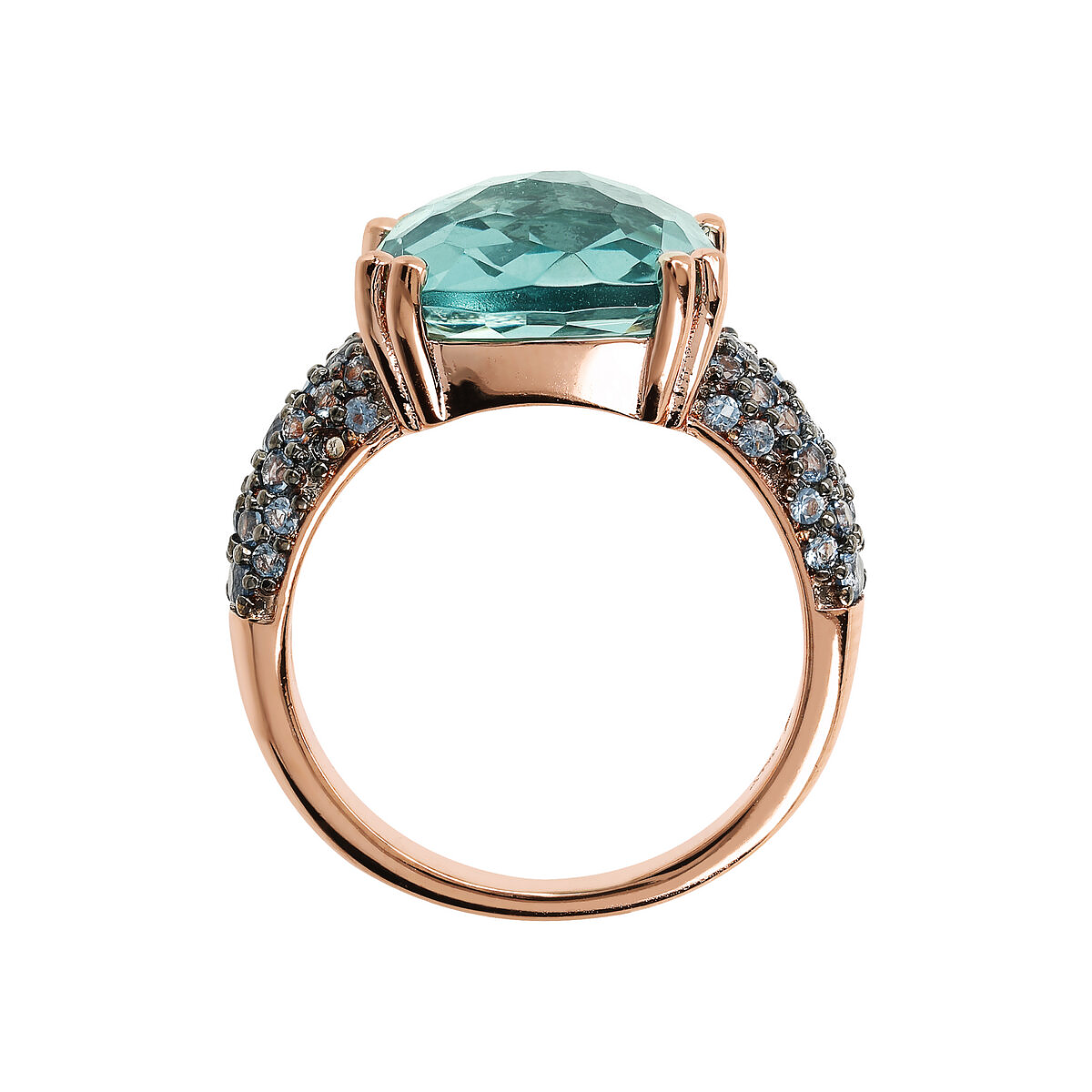 Cocktail Ring with Square Prism Gem and Pavé