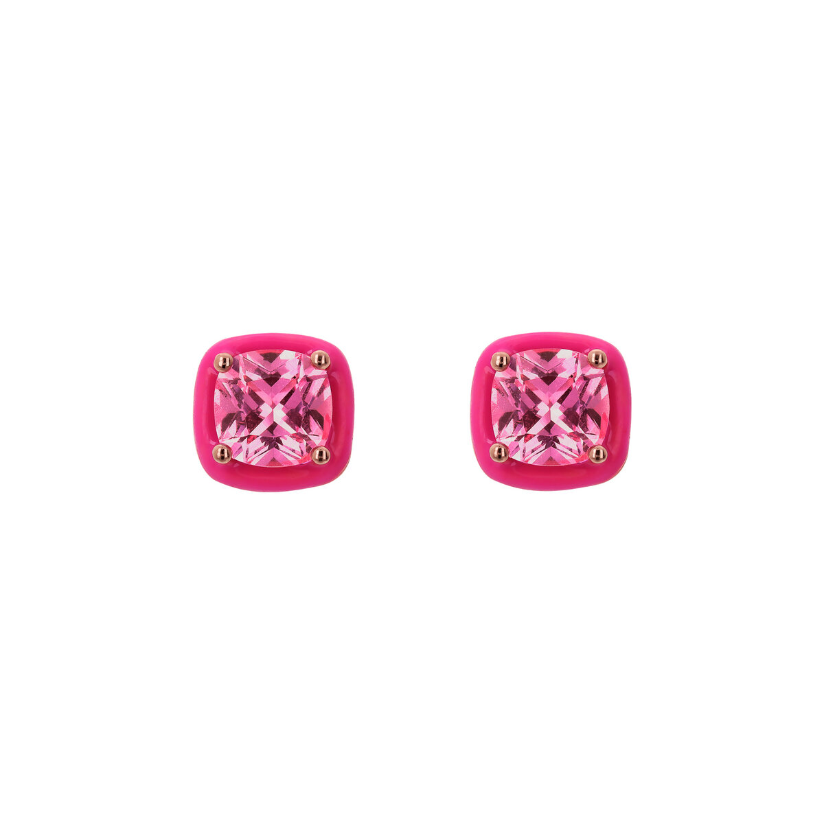 Enamelled Stud Earrings with Nano Square Crystal