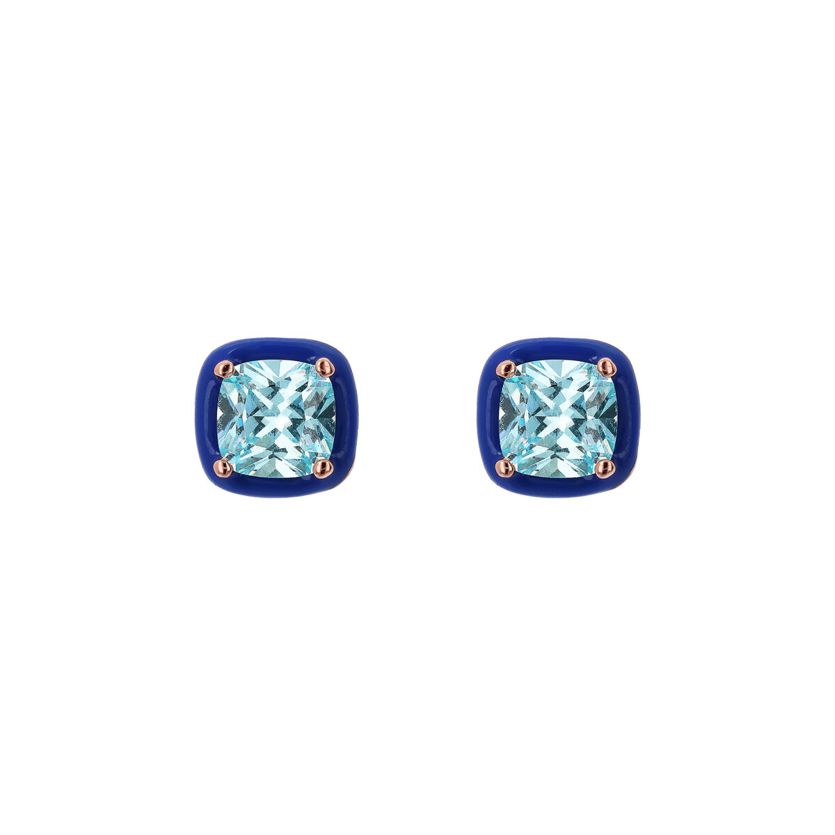 Enamelled Stud Earrings with Nano Square Crystal
