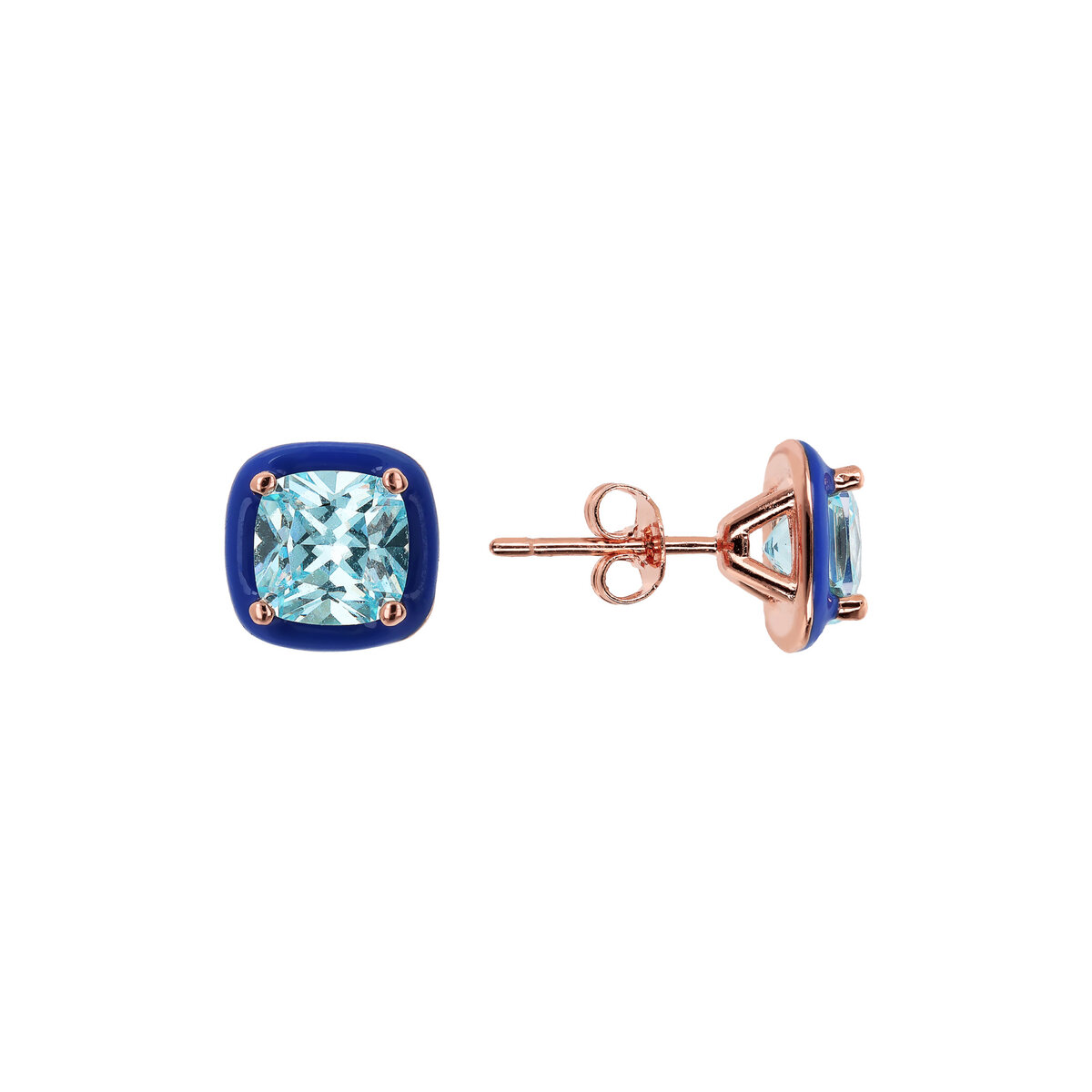 Enamelled Stud Earrings with Nano Square Crystal