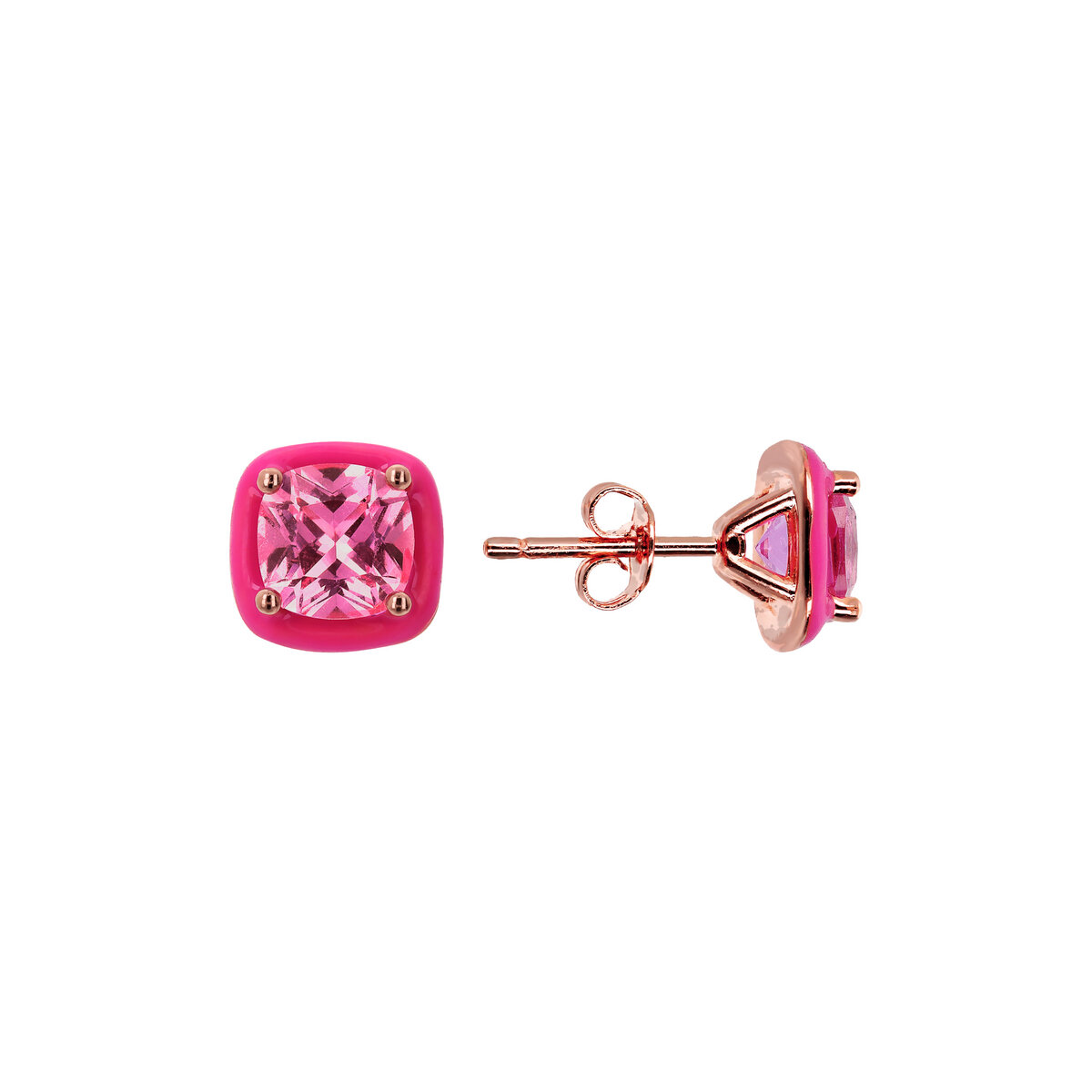 Enamelled Stud Earrings with Nano Square Crystal