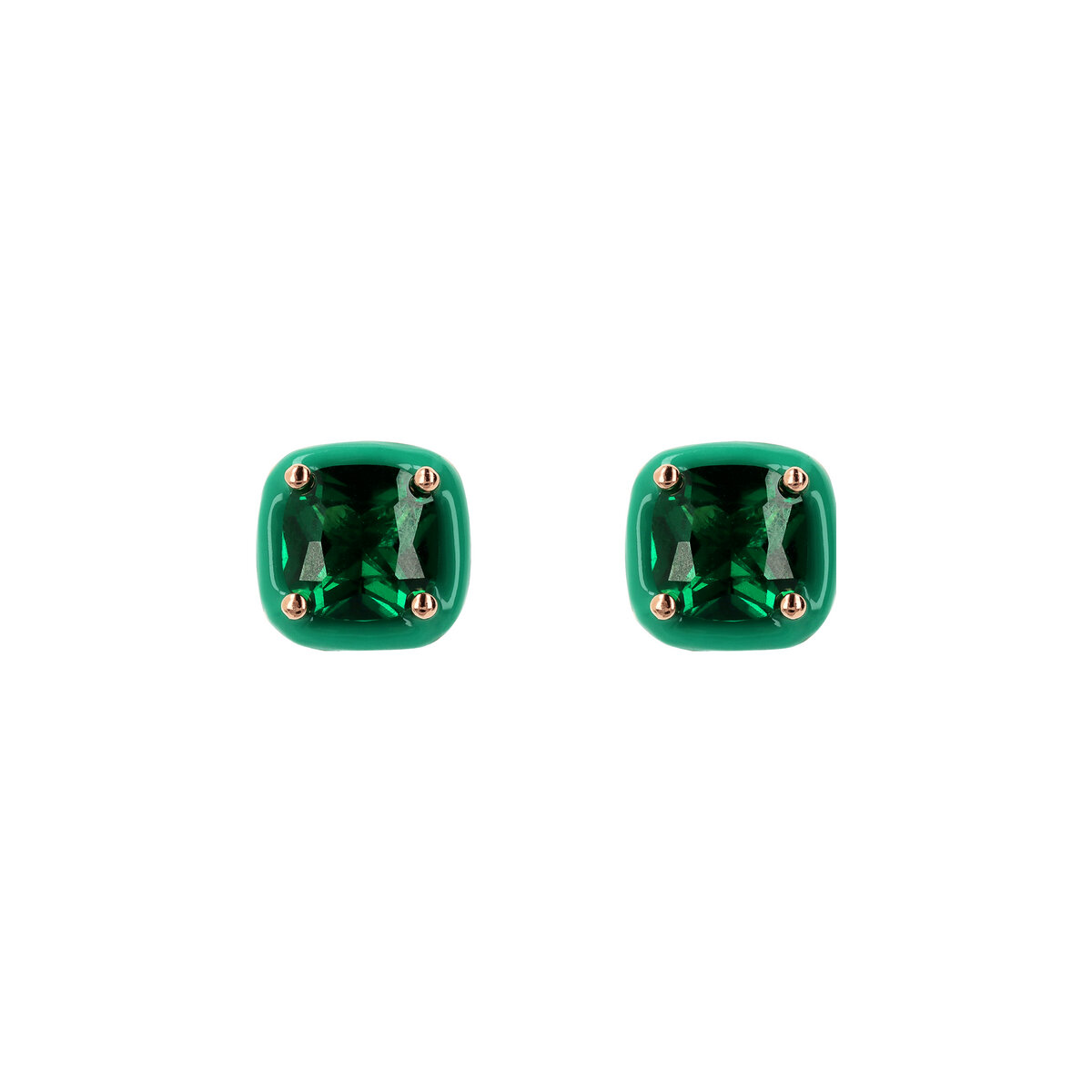 Enamelled Stud Earrings with Nano Square Crystal