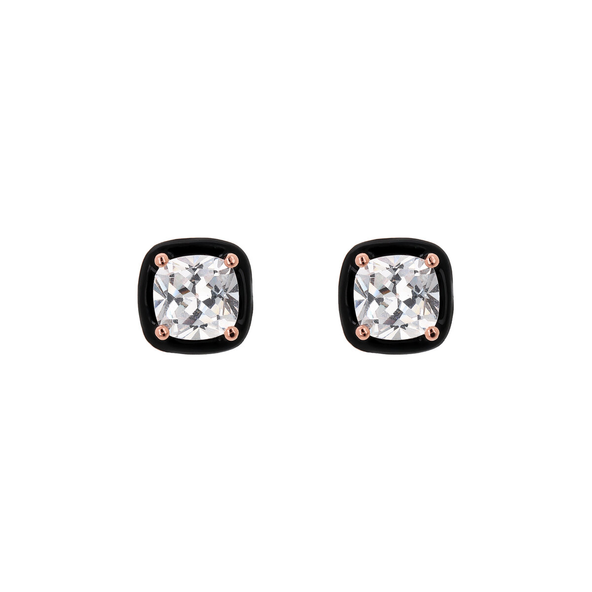 Enamelled Stud Earrings with Nano Square Crystal