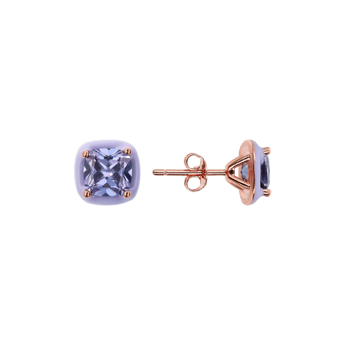 Enamelled Stud Earrings with Nano Square Crystal