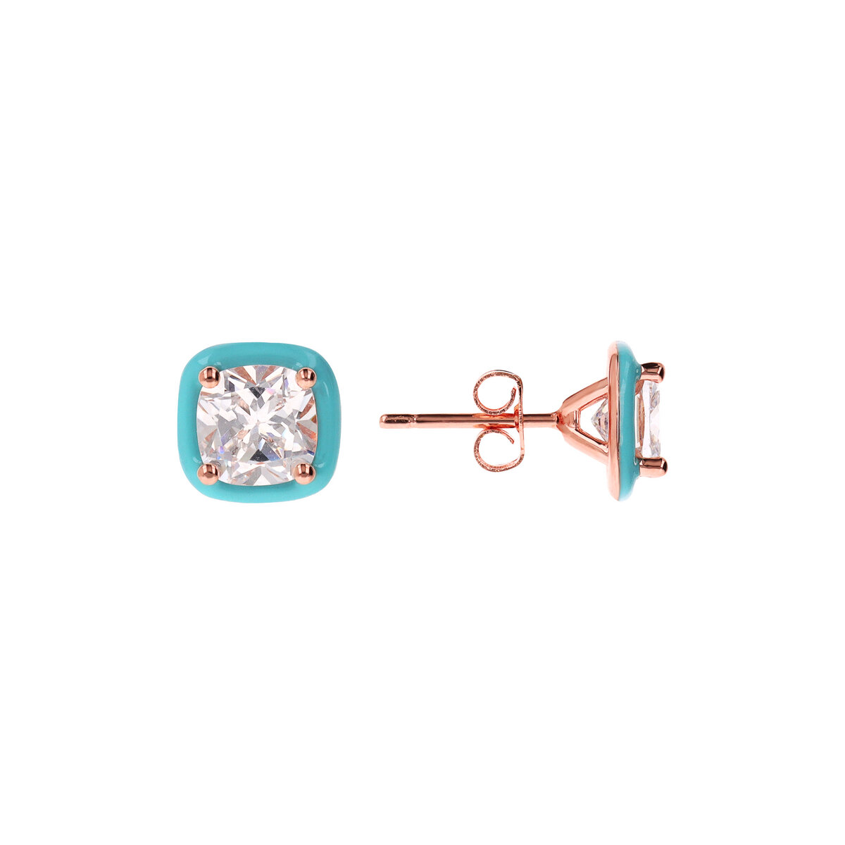 Enamelled Stud Earrings with Nano Square Crystal