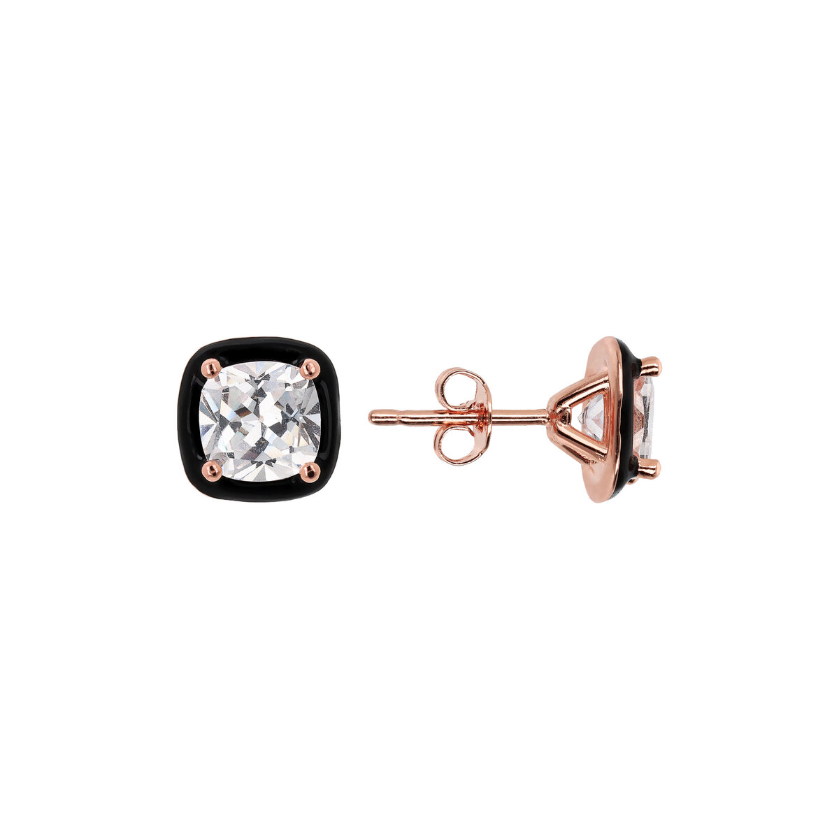 Enamelled Stud Earrings with Nano Square Crystal