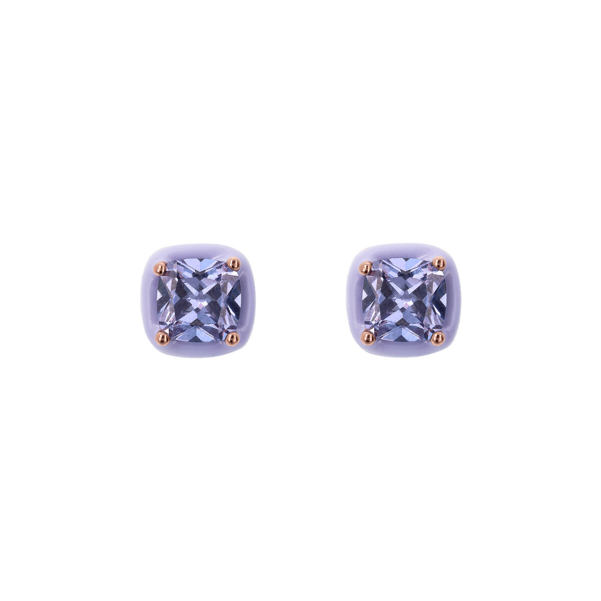 Enamelled Stud Earrings with Nano Square Crystal
