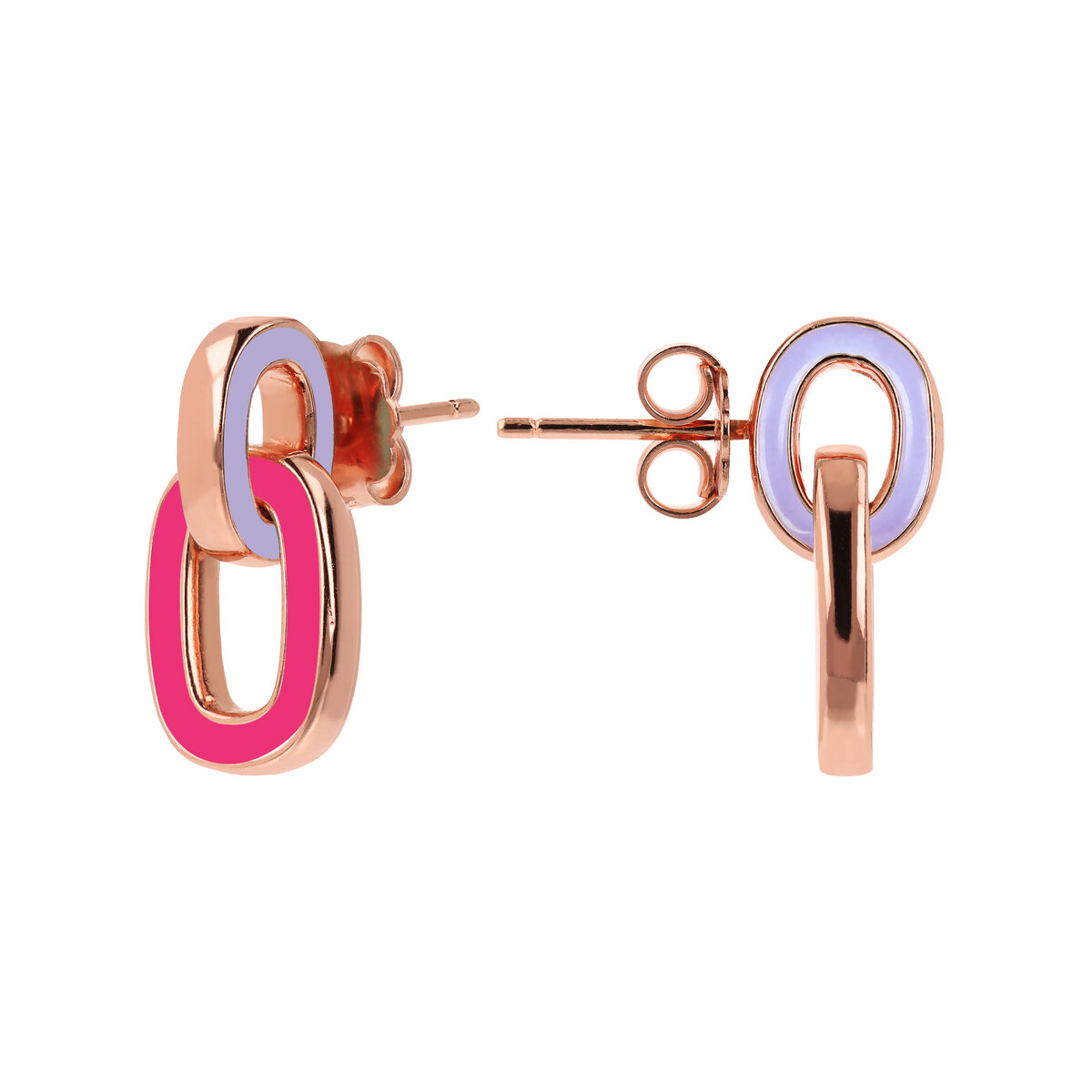 Bicolor Pendant Earrings with Double Enamelled Link