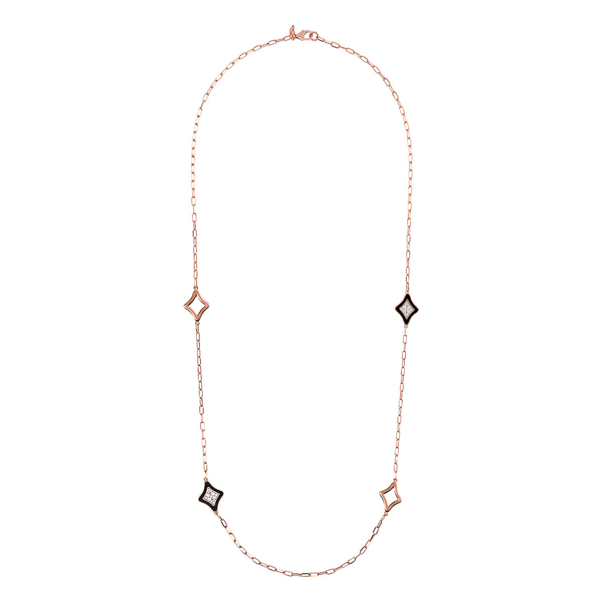 Forzatina Chain Necklace with Enamelled Etoile Stations and Cubic Zirconia Pavé