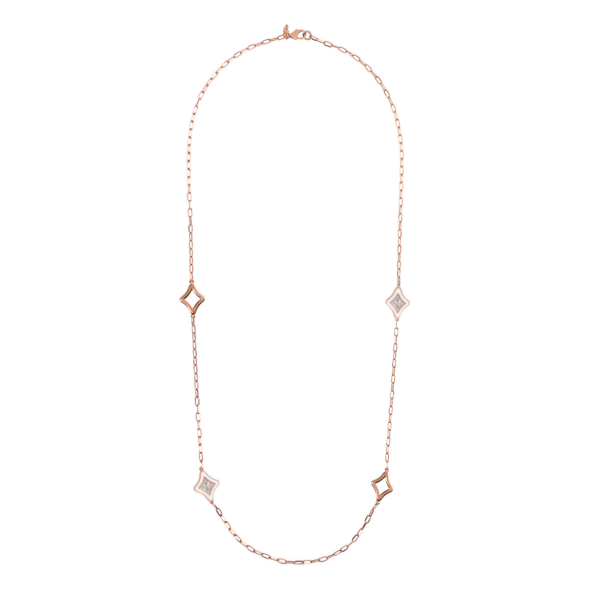 Forzatina Chain Necklace with Enamelled Etoile Stations and Cubic Zirconia Pavé