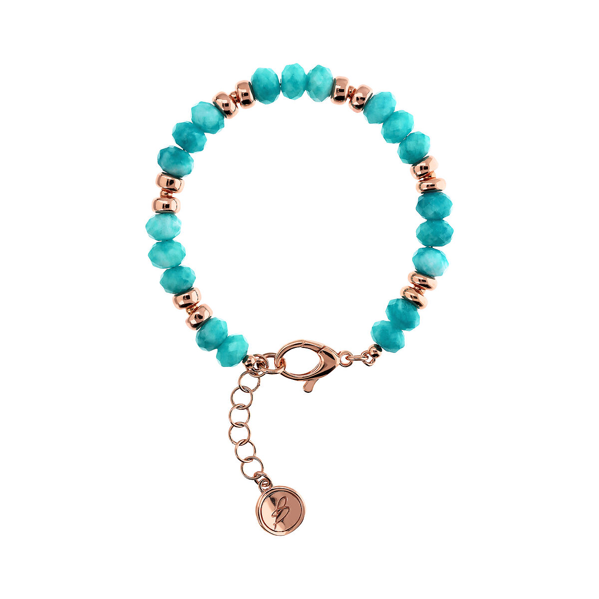 Bracelet with Golden Rosé Rondelle and Faceted Natural Stones