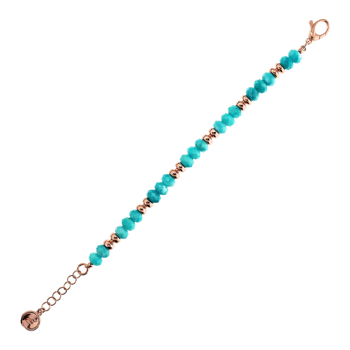 Bracelet with Golden Rosé Rondelle and Faceted Natural Stones