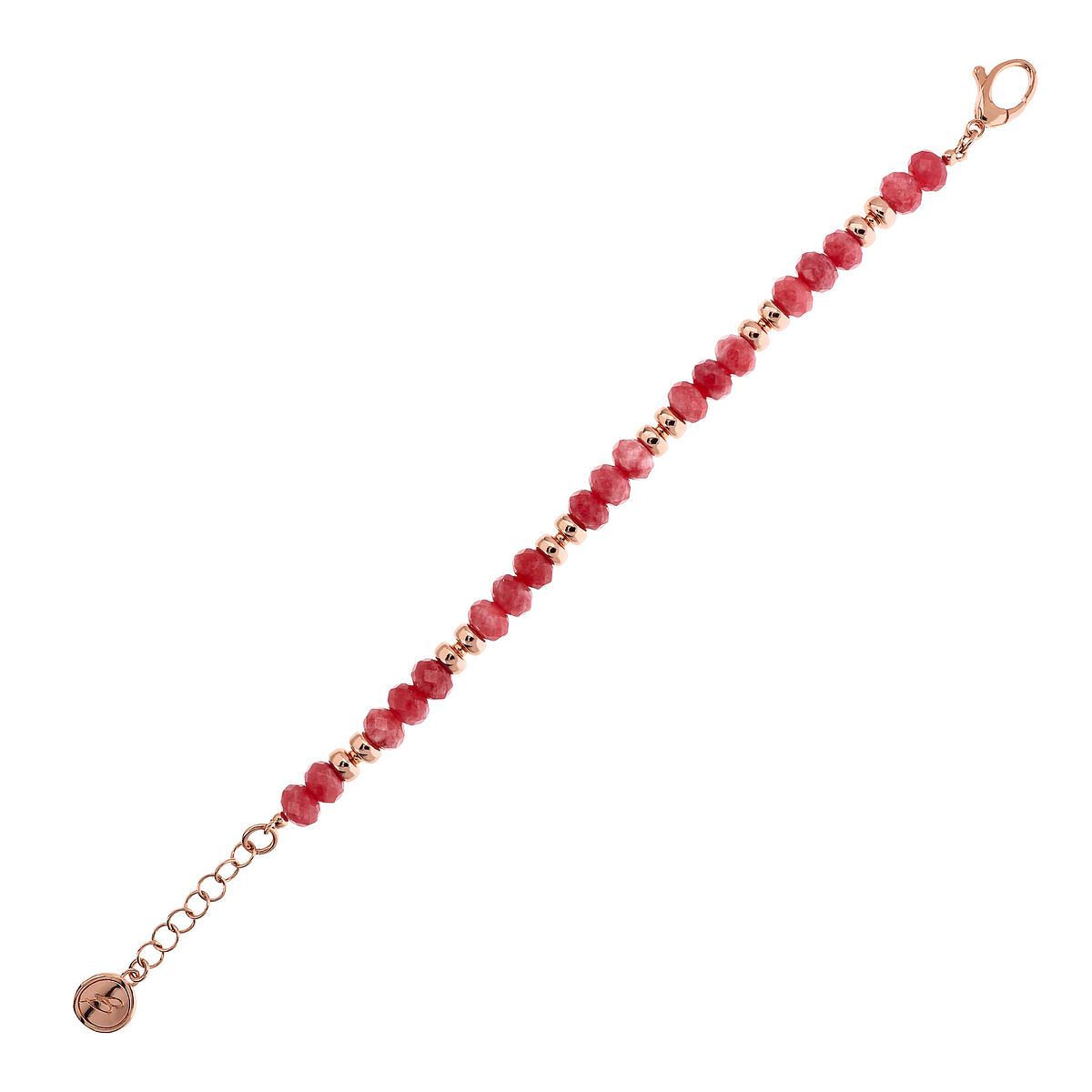 Bracelet with Golden Rosé Rondelle and Faceted Natural Stones
