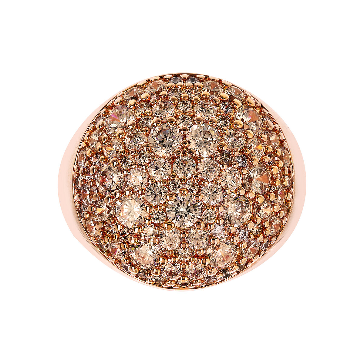Chevalier Ring with Round Pavé in Cubic Zirconia