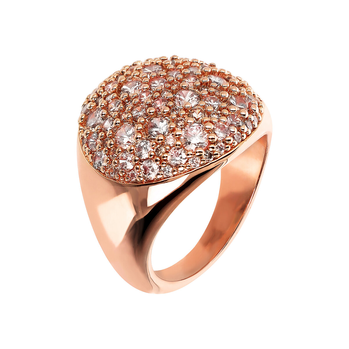 Chevalier Ring with Round Pavé in Cubic Zirconia