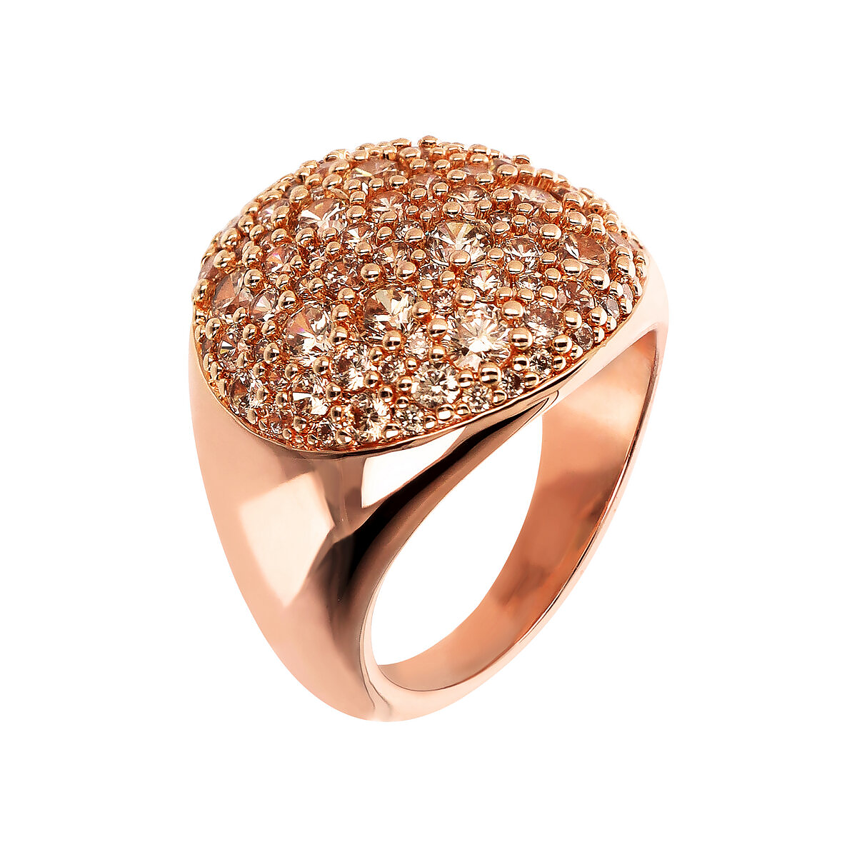 Chevalier Ring with Round Pavé in Cubic Zirconia
