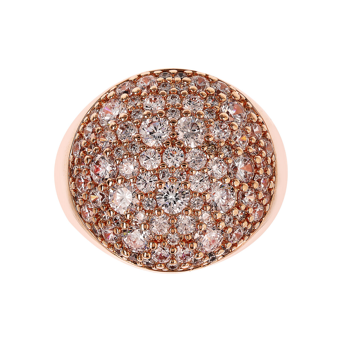 Chevalier Ring with Round Pavé in Cubic Zirconia