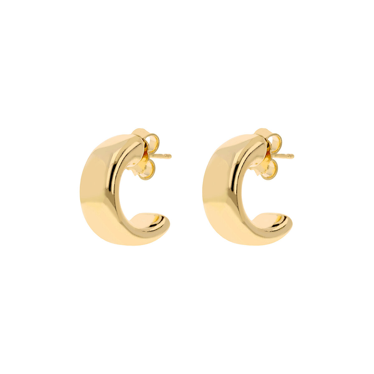 Golden Semicircle Lobe Earrings