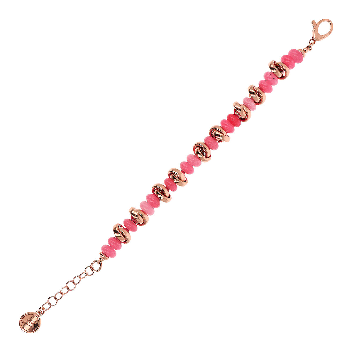Bracelet with Woven Links and Natural Stones