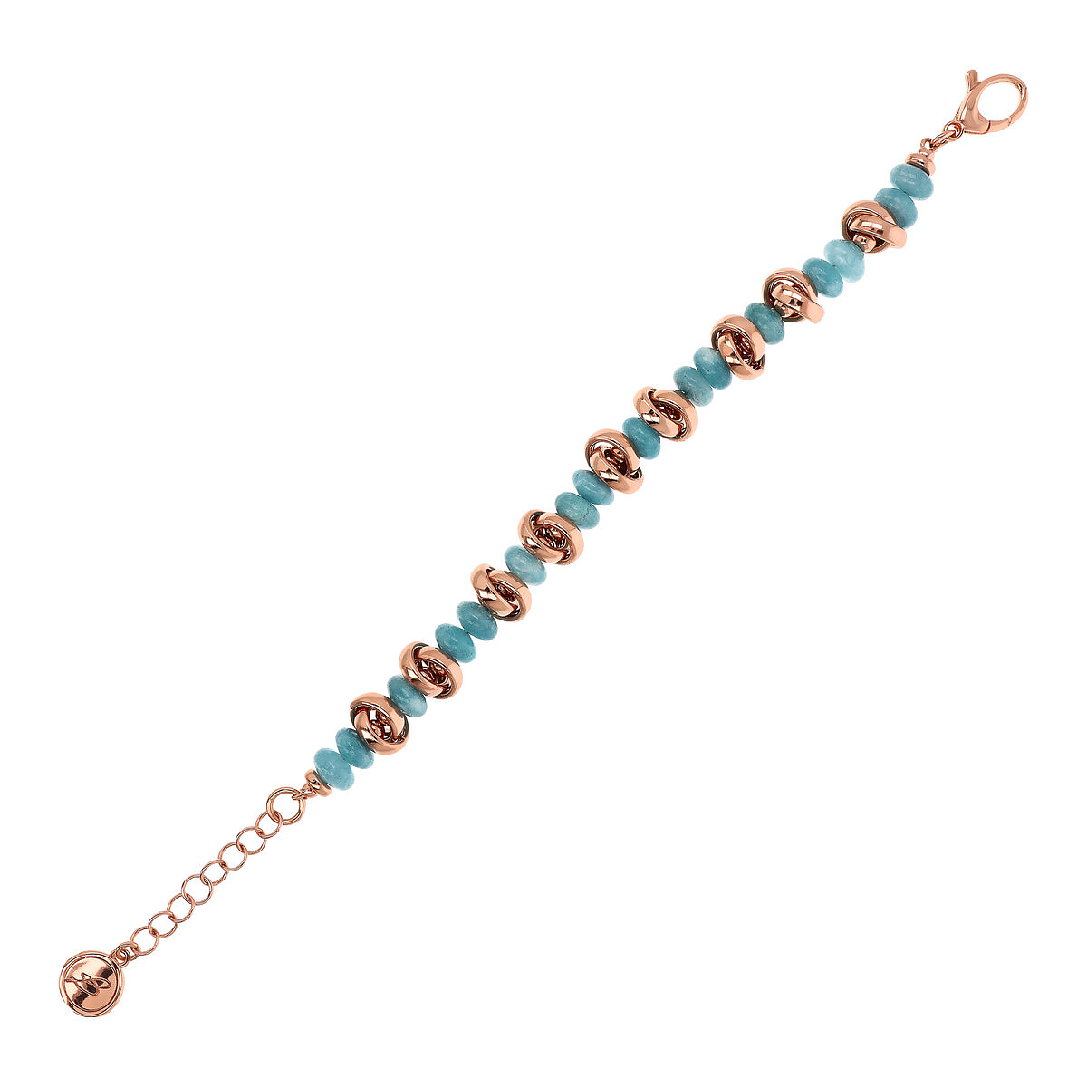 Bracelet with Woven Links and Natural Stones