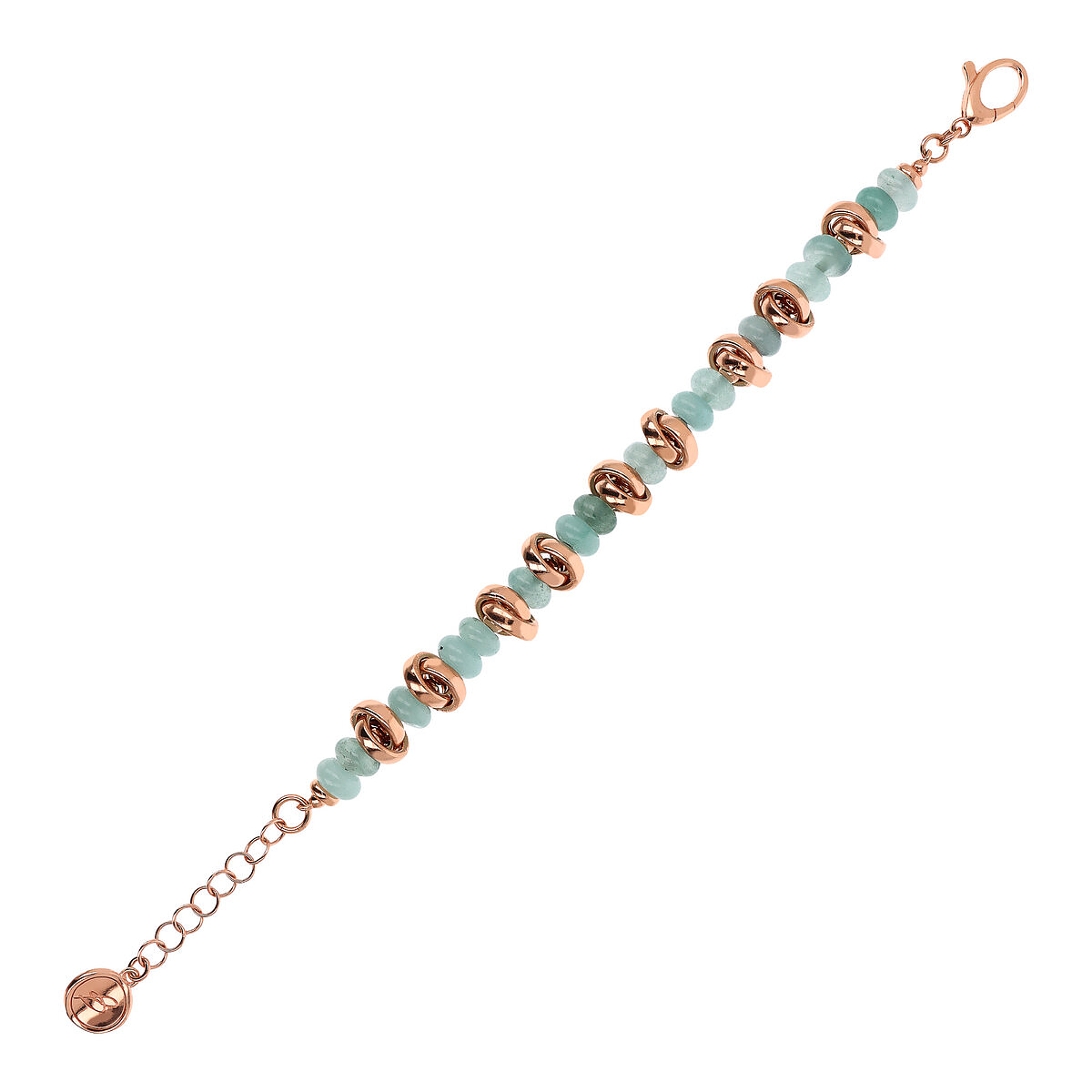 Bracelet with Woven Links and Natural Stones