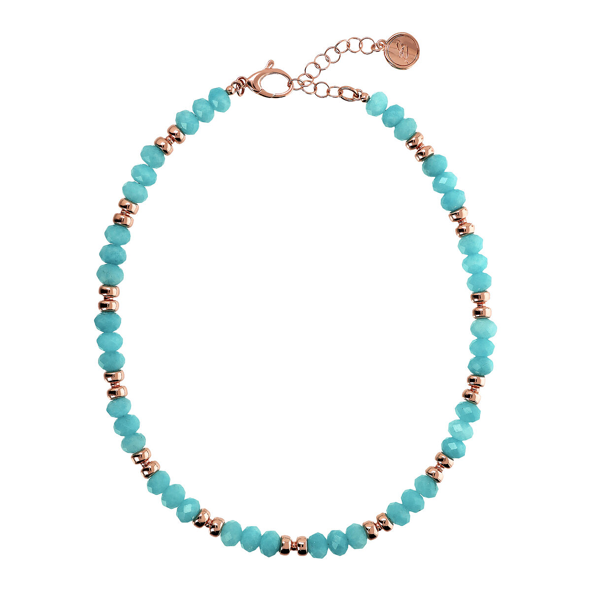 Choker Necklace with Golden Rosé Rondelle and Faceted Natural Stones