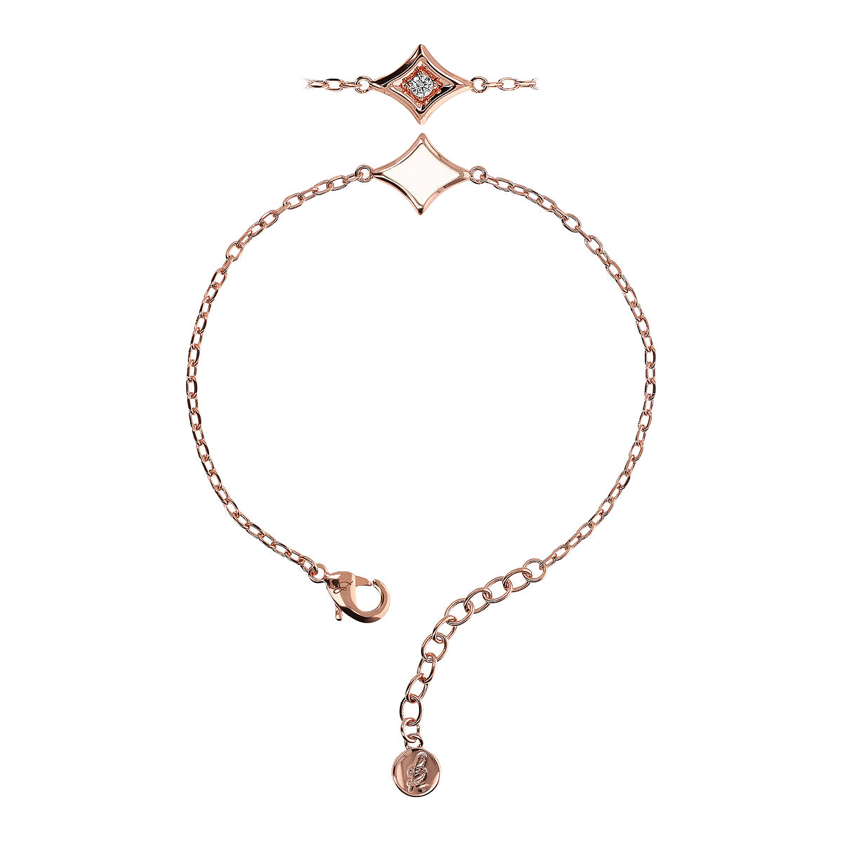 Forzatina Chain Bracelet and Reversible Étoile Pendant with Enamel and Light Point in Cubic Zirconia