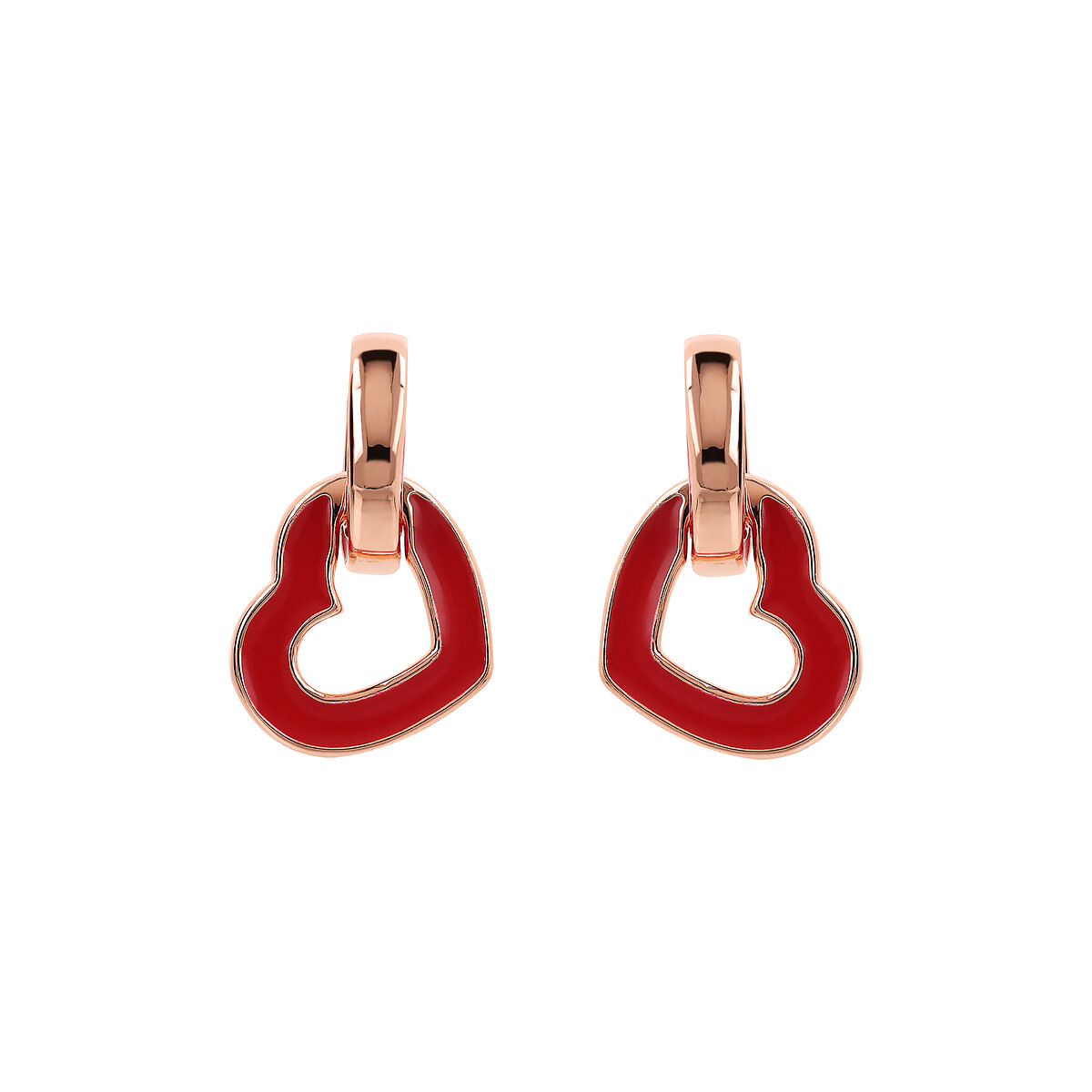 Double Enamelled Heart and Oval Link Earrings