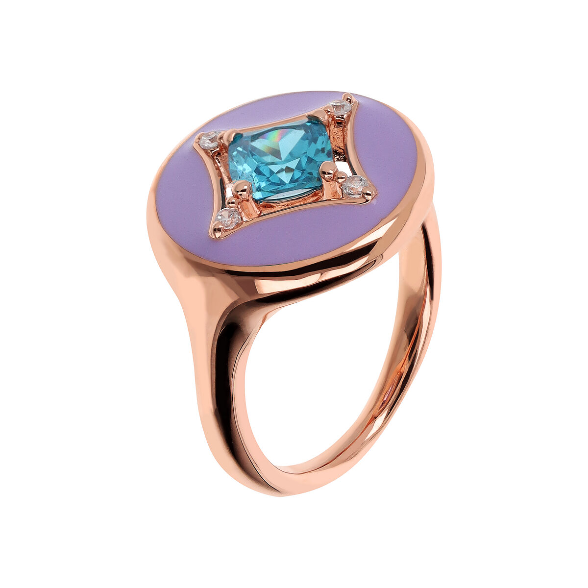 Enamelled Étoile Cocktail Ring with Cubic Zirconia Light Point