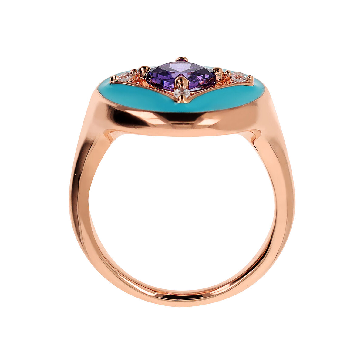 Enamelled Étoile Cocktail Ring with Cubic Zirconia Light Point