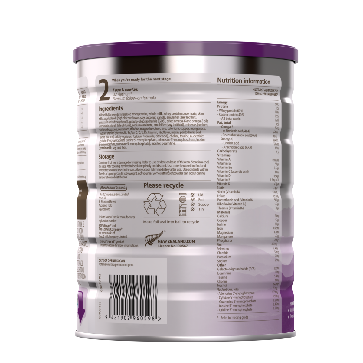 A2 Platinum 1 Premium Infant Formula 900g (Expiry 07/2024)