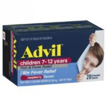 Advil Children 7-12 Years Raspberry 20 Chewable Tablets (EXP: 30/08/2024)