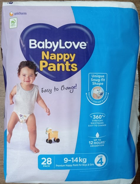 BabyLove Nappy Pants Toddler Size 4, 9-14kg 28 Pack