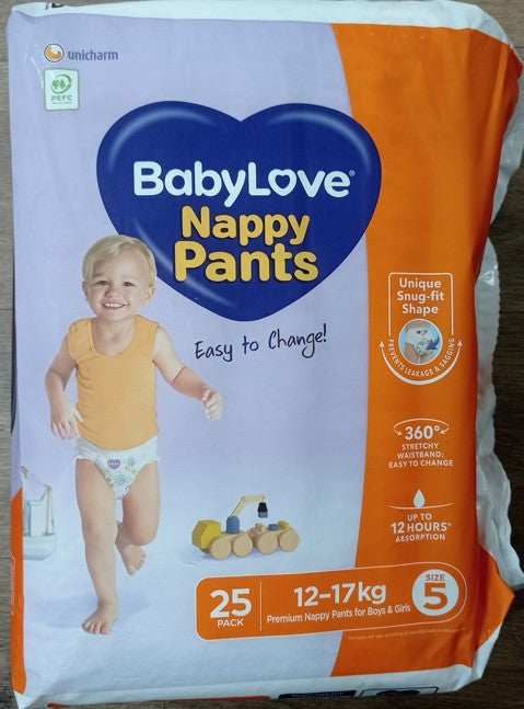 BabyLove Nappy Pants Walker Size 5, 12-17kg 25 Pack