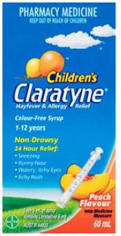 Children's Claratyne Allergy & Hayfever Relief Syrup Peach Flavour 60mL