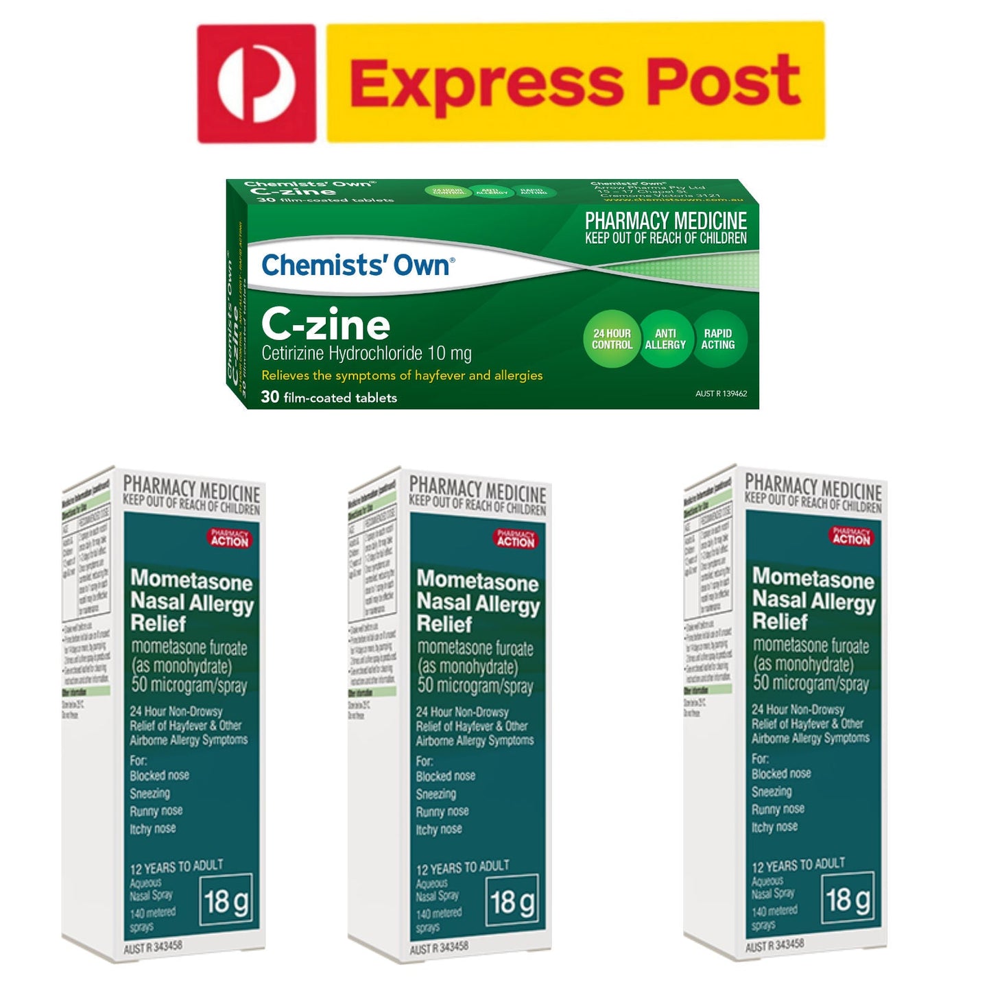 3x Mometasone 140 Dose + 30x Cetirizine Combo